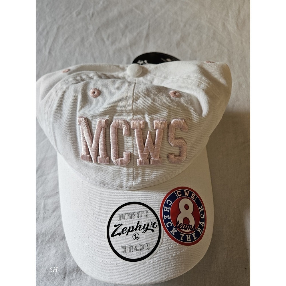 NWT Zephyr MCWS Men's College World Series White Pink Adjustable Hat Cap NCAA - Picture 4 of 7